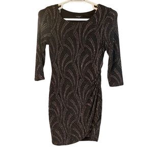 Eclipse 3/4 Sleeve Black Sparkly Glitter Dress Size M NWT